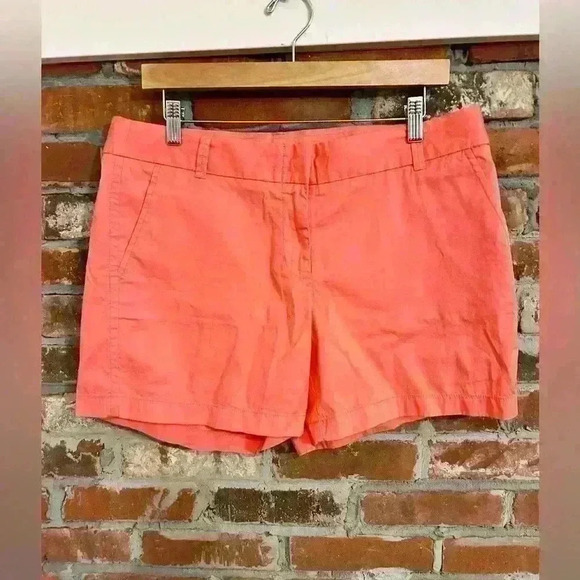 J Crew 100% Cotton Neon Orange Chino Shorts Size 12 - Picture 1 of 8